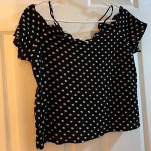 Monteau Black Shirt With Small White Poka-Dots